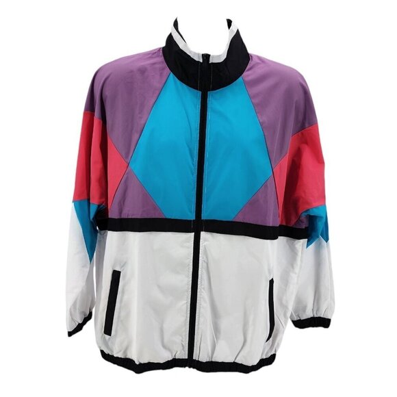 NWT Funny Guy Creation Retro Color Block Windbreaker Jacket Mens Small - Picture 1 of 9